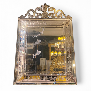 Large 19th century Venetian mirror with Mercury glass.