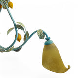 Decorative hand forged and painted Italian Tole chandelier with Lemons.