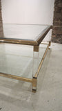 Large mid century Lucite and Brass Two Tier Coffee Table