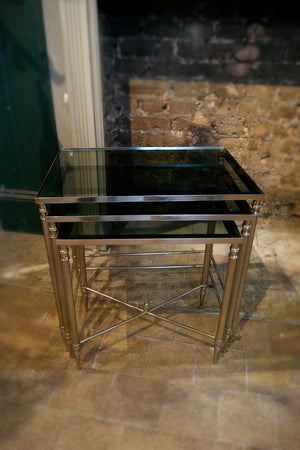 Glass and Chrome Nest of Tables